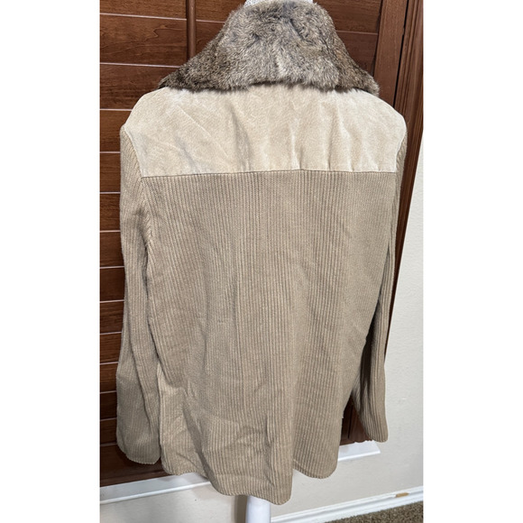 NYGARD Jacket Womens 2X Beige Suede Rabbit Fur Collar Knit Body Western Boho - Picture 6 of 10